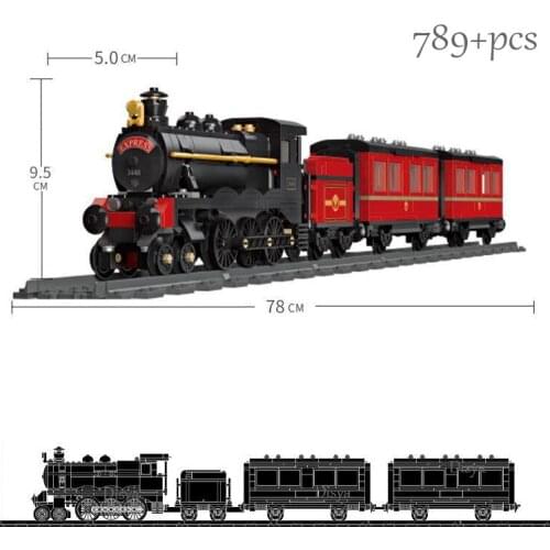 City Traffic Retro Steam Train Railway Model Building Blocks Simulation Locomotive Technical Toys Childrens Birthday Gifts and