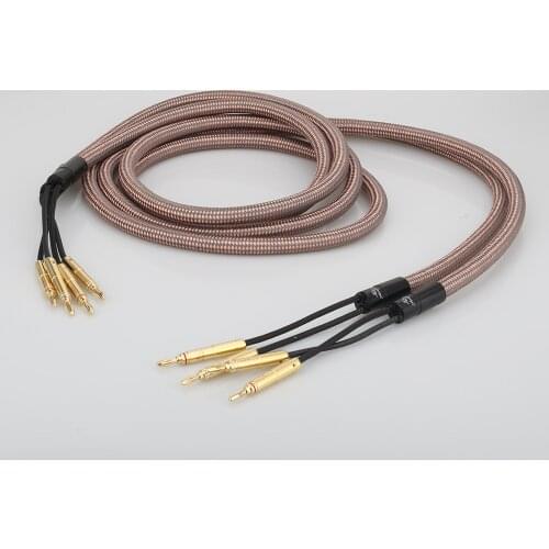 HI-END HIFI Accuphase OCC pure copper cable audio speaker cable wire with Gold plated banana plug
