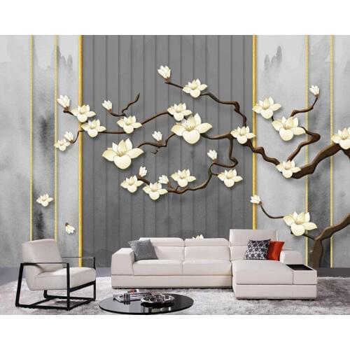 Chinese style artistic orchid flower branch ink painting 3d wallpaper papel de parede for living room TV sofa wall bedroom cafe