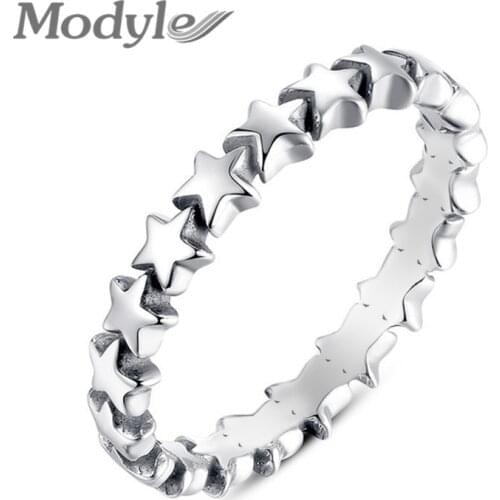 Modyle Star Trail Stackable Finger Ring For Women Wedding White Gold Color Fashion Jewelry 2021