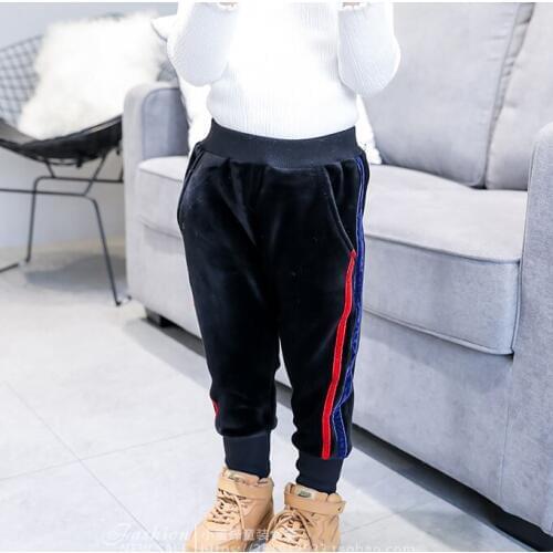 Korean childrens clothing 2017 girls fashion velvet warm pants kids baby sports leisure pant
