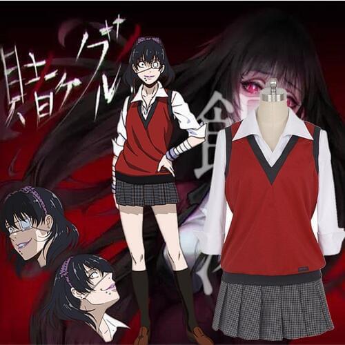Anime Kakegurui Compulsive Gambler Midari Ikishima Cosplay Costume Japanese School Uniform Vest Dress Women Halloween JK Uniform