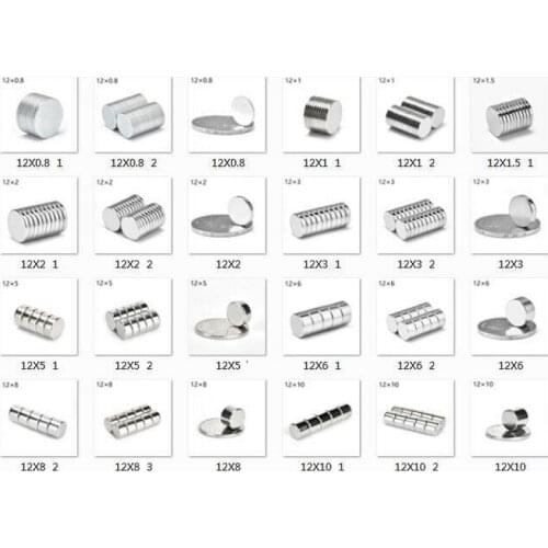10pcs 12mm Diameter Round Rare Earth Magnets 1/1.5/2/3/4/5/6/8/10/12/15/20mm Thick Neodymium Strong Crafts Permanent Magnet N35