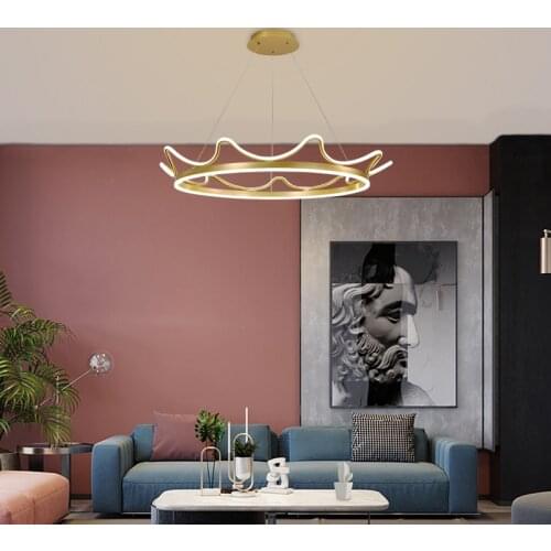 New Golden Pink Crown Chandelier For Dining Room Design Luxury Lighting Fixtures Pendant Lamp Dia 50cm