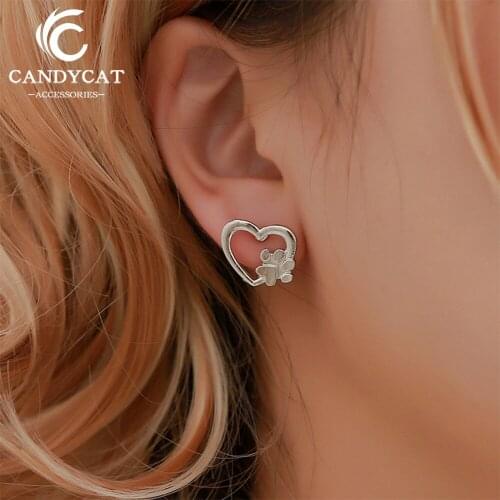 Trendy Stud Earrings For Women Fashion Sliver Gold Earrings Simple Sweet Hollow Heart Stud Earrings Party Gift Jewelry Wholesale