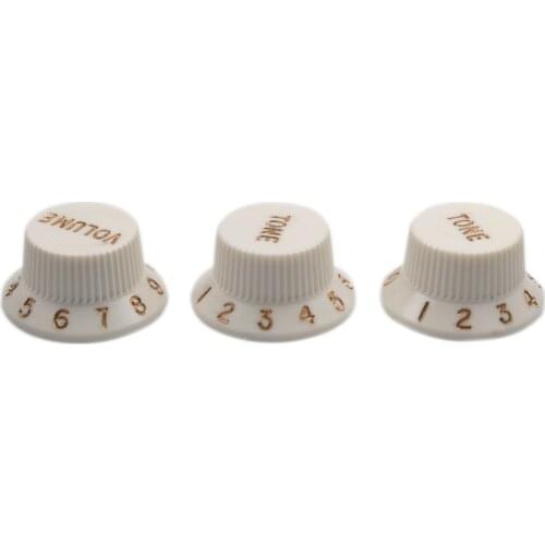Musiclily Ultra Universal Fitting Size Strat Knobs 2 Tone 1 Volume Set for Fender Stratocaster Electric Guitar, Aged White