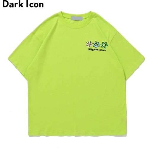 Dark Icon Funny Embroidery Mens T-shirt 2021 Summer Cotton Tshirts Casual Tee Shirts Male Top