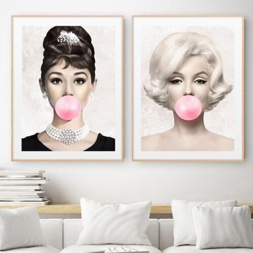 Monroe Bubble Gum Wall Art Canvas Poster Brigitte Bardot Fashion Prints Nordic Decoration Painting Home Decor