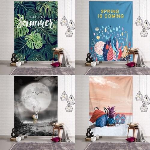 Moon Phase Tapestry Wall Hanging Botanical Celestial Floral Wall Tapestry Hippie Flower Wall Carpets Dorm Decor Decoration Mural