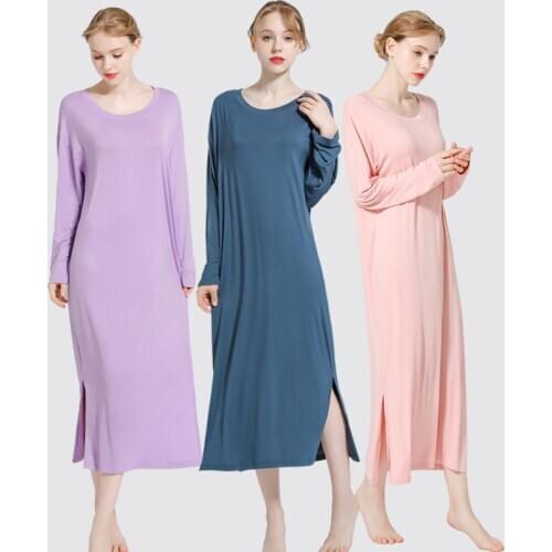 Casual Sleep Dress Sleepwear Spring Autumn Nightie Nightgown Women Night Dress Intimate Lingerie Nightwear Bath Gown Homewear
