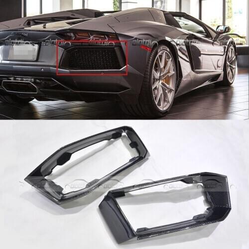 OLOTDI 2PCS/SET Carbon Fiber Exhaust Frame Outlet Trim Rear Bumper Air Intake Vent for Lamborghini AVENTADOR LP700-4 Car Tuning