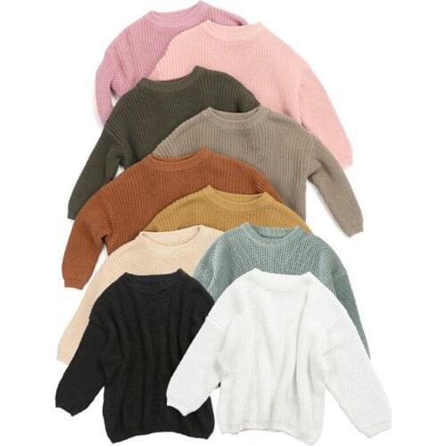 Autumn Winter Baby Kids Boys Girls Long Sleeve Pure Color Knit Sweater Baby Kids Boys Girls Pullover Sweaters Clothes