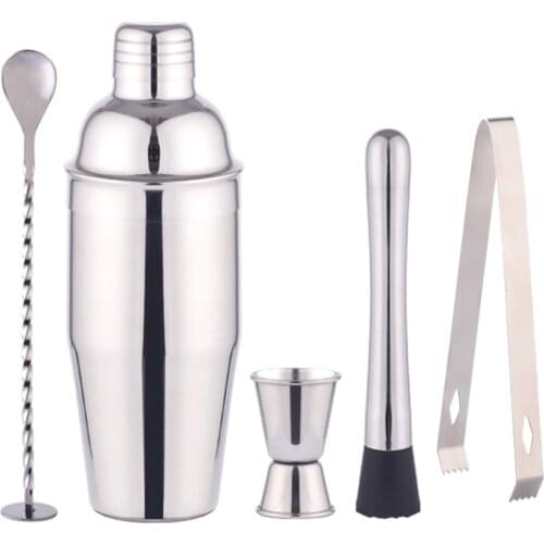 Cocktail Shaker Mixer Wine Stainless Steel Spoon Measure Cup Ice Tongs Bartender Drink Party Bar Tool Kit Accessories Summer 1pc