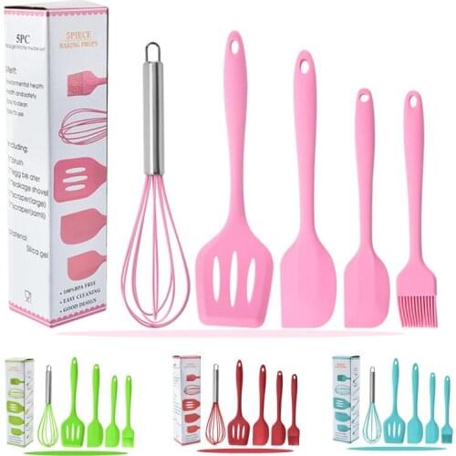 Silicone Cooking Utensils Set Non-Stick Spatula Shovel Wooden Handle Cooking Tools Set with Storage Box Kitchen Tool Accessories