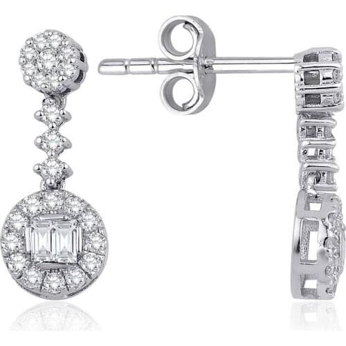 Symbol Gold 0.35 Carat Diamond Baguette Earring Piece Jewelry Rope Chain Charm Earring Jacket Bead Figure For Women