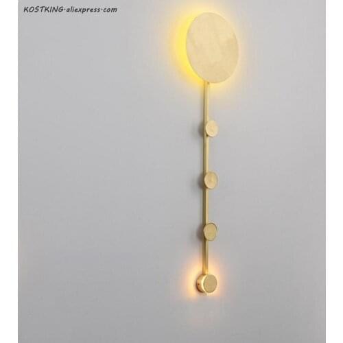 Modern Copper Living room Wall Sconce 2 Led Warm light Bedroom Bedside Wall Lamp Home Wall Decoration Hotel room Wall Light 220V