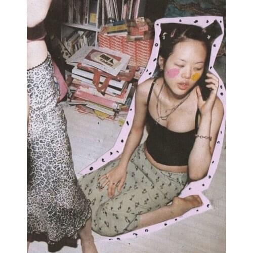 Bean green fresh American retro floral mid-length skirt summer Kiko the same ins small crowd hip skirt