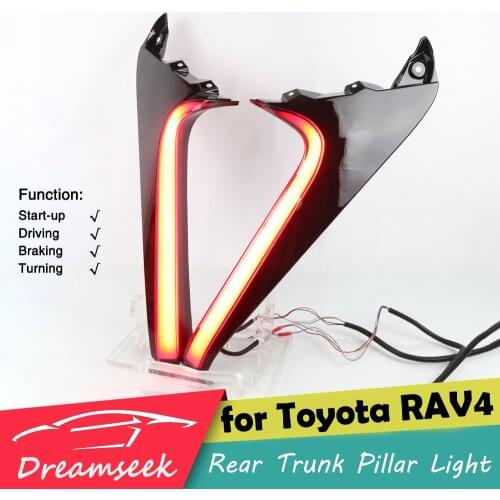 LED Reflector Rear Trunk Pillar Tail Light for Toyota RAV4 2019 2020 Driving Brake Lamp with Turn Signal Red Lens Taillight