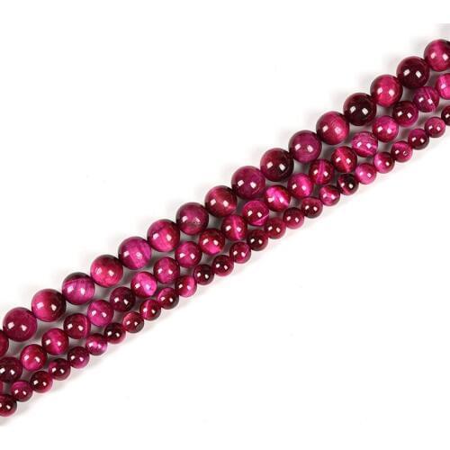 Pick Size Rose Red Gemstone Beads 6/8/10/12mm Tiger Eyes DIY Round Bracelet Necklace Loose Beads 15inch Gem Preferred Gift H258