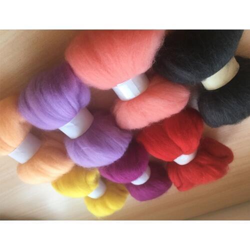 WFPFBEC wool roving 66s needle wool felting wool fiber 10g/7pcs/lot free shipping 70g+gift