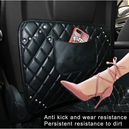 Auto Seat Back Protector crown Diamonds PU leather Kid Anti-dirty Kick Mat Clean Auto Accessories Covers Protectors