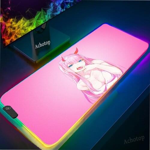 Zero Two Darling in the FranXX Anime RGB Gaming Mouse Pad Gamer Computer Backlit Mause Large Desk Keyboard LED Rubber Mice Mat