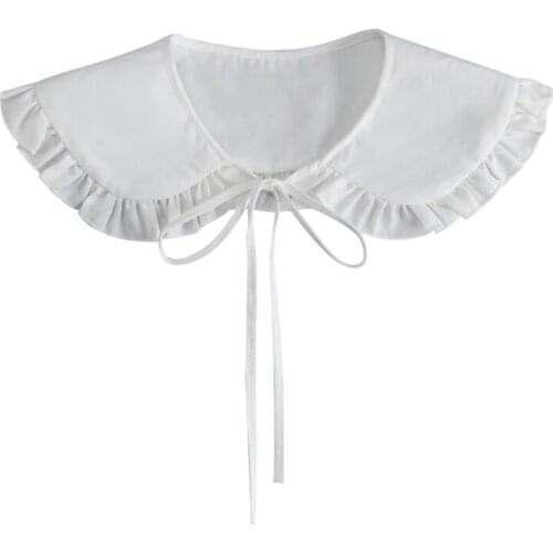 Preppy Style Women Girls Doll Tiered Ruffles Fake Collar Bottoming Shirt Shawl Q1QA