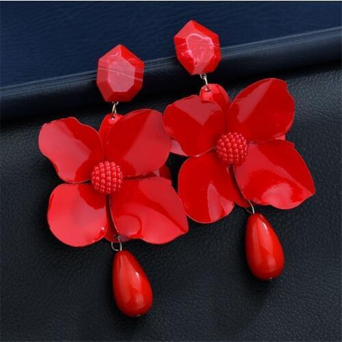 Charm Brincos 6 Color Enamel Metal Flower Earrings For Women Vintage Drop Large Long Earring Fashion Jewelry Wholesale Prices