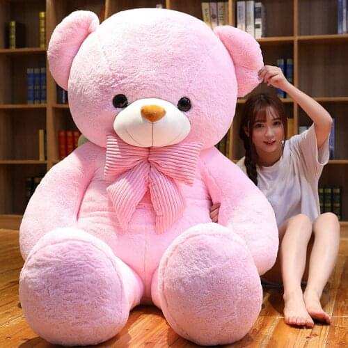 1PC 80/100cm Large Teddy Bear Plush Toy Lovely Huge Stuffed Soft Bear Wear Bowknot Bear Kids Toy Birthday Gift For Girlfriend