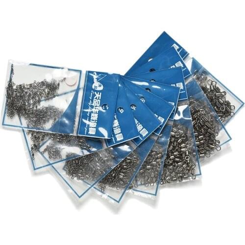 100Pcs Multi Sizes Ball Bearing Stainless Steel Swivels Fishing Fish Connector Rolling Swivels Rig Sea Carp Fishing Tools