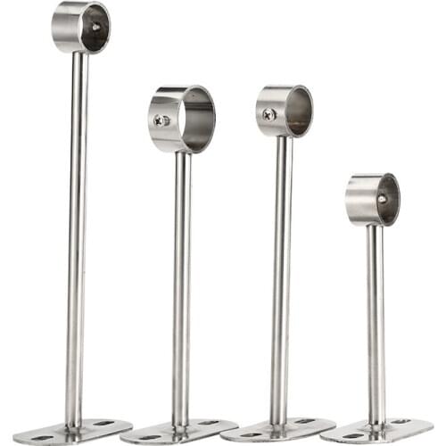 2pcs 25/32mm Dia wardrobe Hanger Pipe Bracket Steel Flange Tube Holder for Clothes pole curtain Rod ceiling fixed Support Clamps