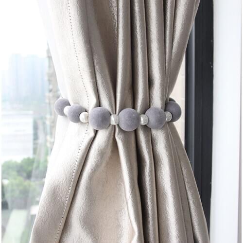 2Pcs Pompom Pearl Bean Curtain Clip Bundle Strap Tie Curtain Tieback Accessories Decorative Modern Hanging Gold Curtain Rope