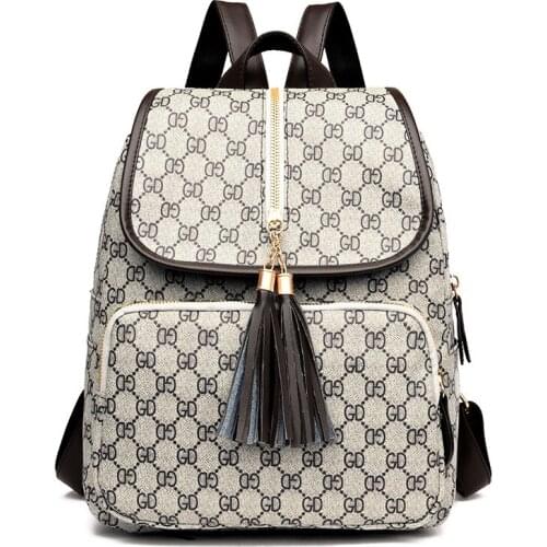 2021 Lovely Backpack Women Printing Leather Bags Designer Backpacks Female Double Shoulder Bag Girl Travel Bags Rucksack sac