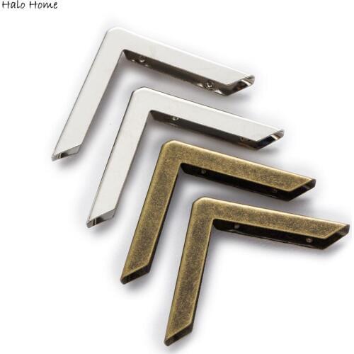 25 Piece 2 Colors Smooth Book Scrapbooking Metal Box Bags Corner Protectors Albums Folders Wooden Case Decorative 43x30mm