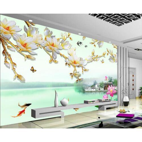 3d wall murals wallpaper Chinese style backdrop magnolia wallpaper 3d flower photo mural wallpaper