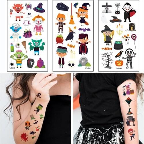 Halloween Kids DIY 5pcs Stickers Temporary Body Sticker Make-a-Face Princess children tattoo stickers waterproof cute pumpkin