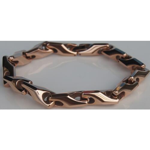 8.5mm width 86g Men jewelry classic bike chain heavy hi-tech rose gold plating tungsten bracelet