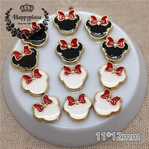 50PCS 11*12mm Mouse Enamel Golden Plastic Flatback Button DIY Jewelry/Craft Scrapbook Accessories