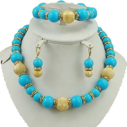 African party big jewelry sets women necklace bride wedding jewelry fashion bead jewelry sets big bead jewelry colour bead sets