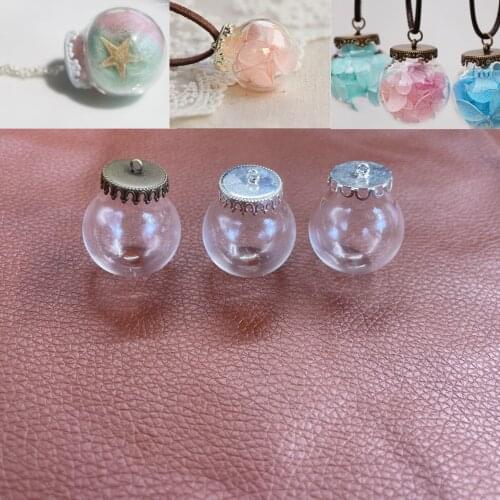 25x15mm Round ball glass globe bubble crown/lace base glass vial pendant fashion necklace glass dome cover Micro landscape decor