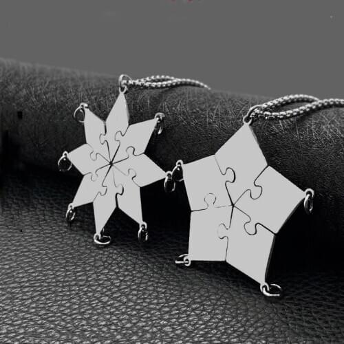 Fashion new friendship necklace pendant student six-person star puzzle pendant jewelry hot sale