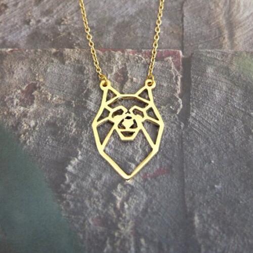 Trendy Personalized Origami Pomeranian Necklace Gold Silver Color Animal Jewelry Statement