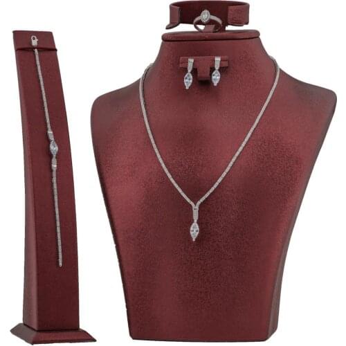 Silver Women Set with Zircon Stone New Trendy Clear Crystal Elegant Design Famale Wedding Jewelry Made in Turkey