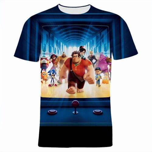 2021 New Fashion Men T-shirt Disney Movie Wreck-It Ralph 3D Print Boy Girl Kids Tee Shirts Summer Cartoon Anime Womens Clothing