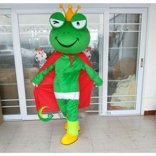 New Design Frog Prince Mascot Costume with Cloak Cartoon Character Feature Cosplay Costumes for Halloween Purim Fancy Dress