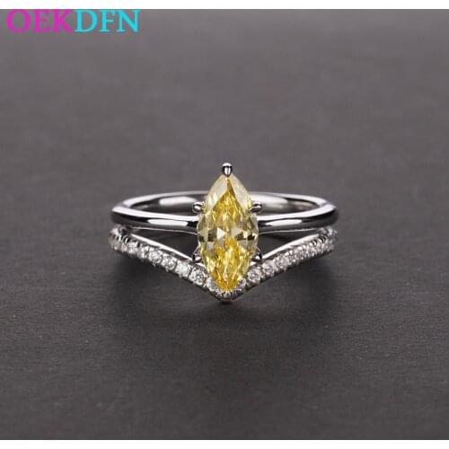OEKDFN 100% 925 Sterling Silver Rings For Women Created AAAAA+ Zircon White Citrine Pink Purple Wedding Jewelry Ring Set Gift