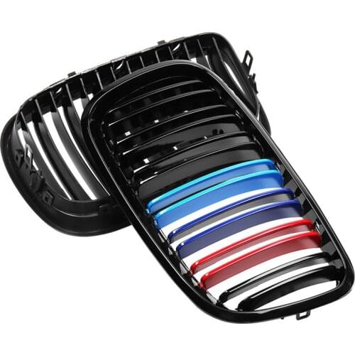A Pair Car Styling Double Slat Kidney Grill Grille Front Bumper Grill For BMW E70 E71 E72 X5 X6 2007-2013 Racing Grill M Color