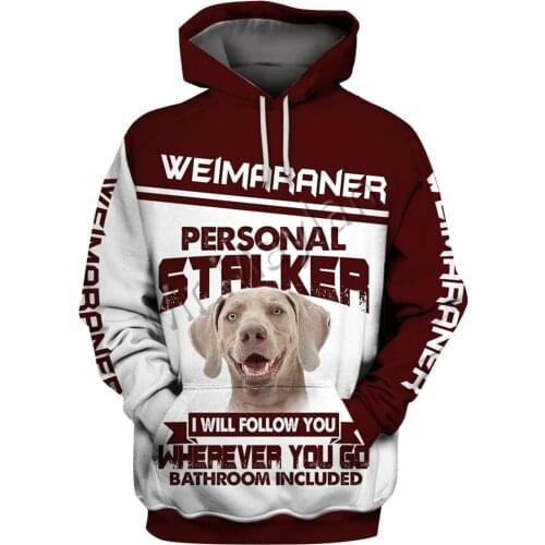 Personal Stalker Smart Weimaraner Dog 3D Printed Jackets Women/men Harajuku Pullovers Hoodie Sweatshirts 2020 Tracksuits Clothes