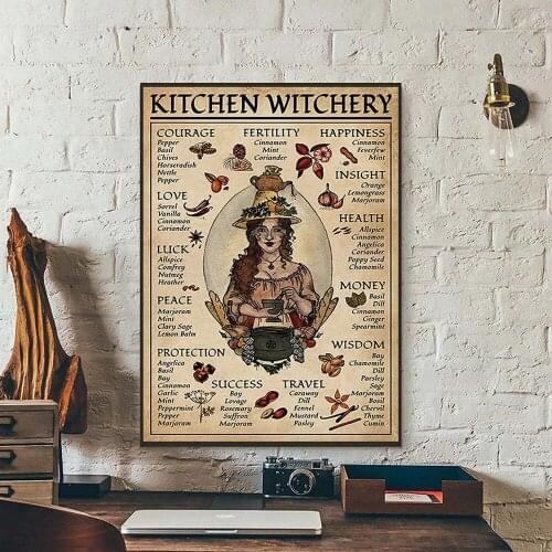Kitchen Witch Woman Posters And Prints, Home Decor, Canvas, Wall Pictures, Magic Knowledge, Art Painting, Gifts, Home Decor