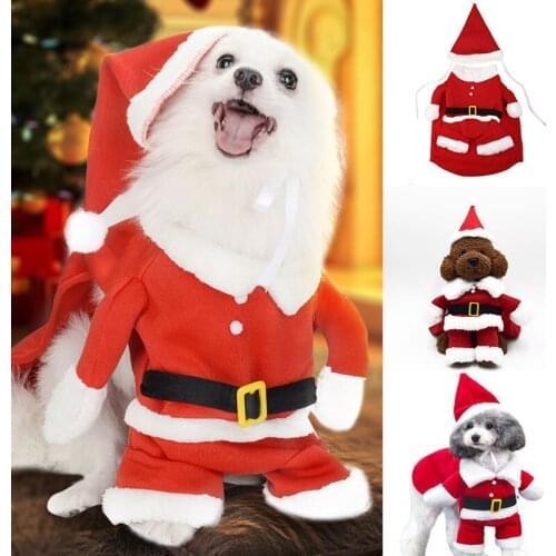 Christmas Pet Cat Dog Costumes Santa Claus Xmas Cosplay Coat Dog Clothes Funny Apparels New Year Winter Kitty Kitten Outfits